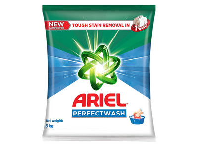 Ariel Perfect Wash Detergent Powder - 5kg, Removes tough stains like Haldi in 1 wash
