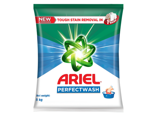 Ariel Perfect Wash Detergent Powder - 5kg, Removes tough stains like Haldi in 1 wash