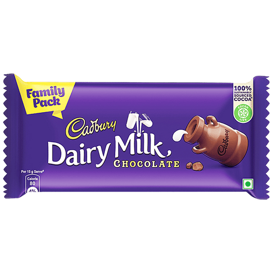 Cadbury Dairy Milk Chocolate Bar, Family Pack, 123 G